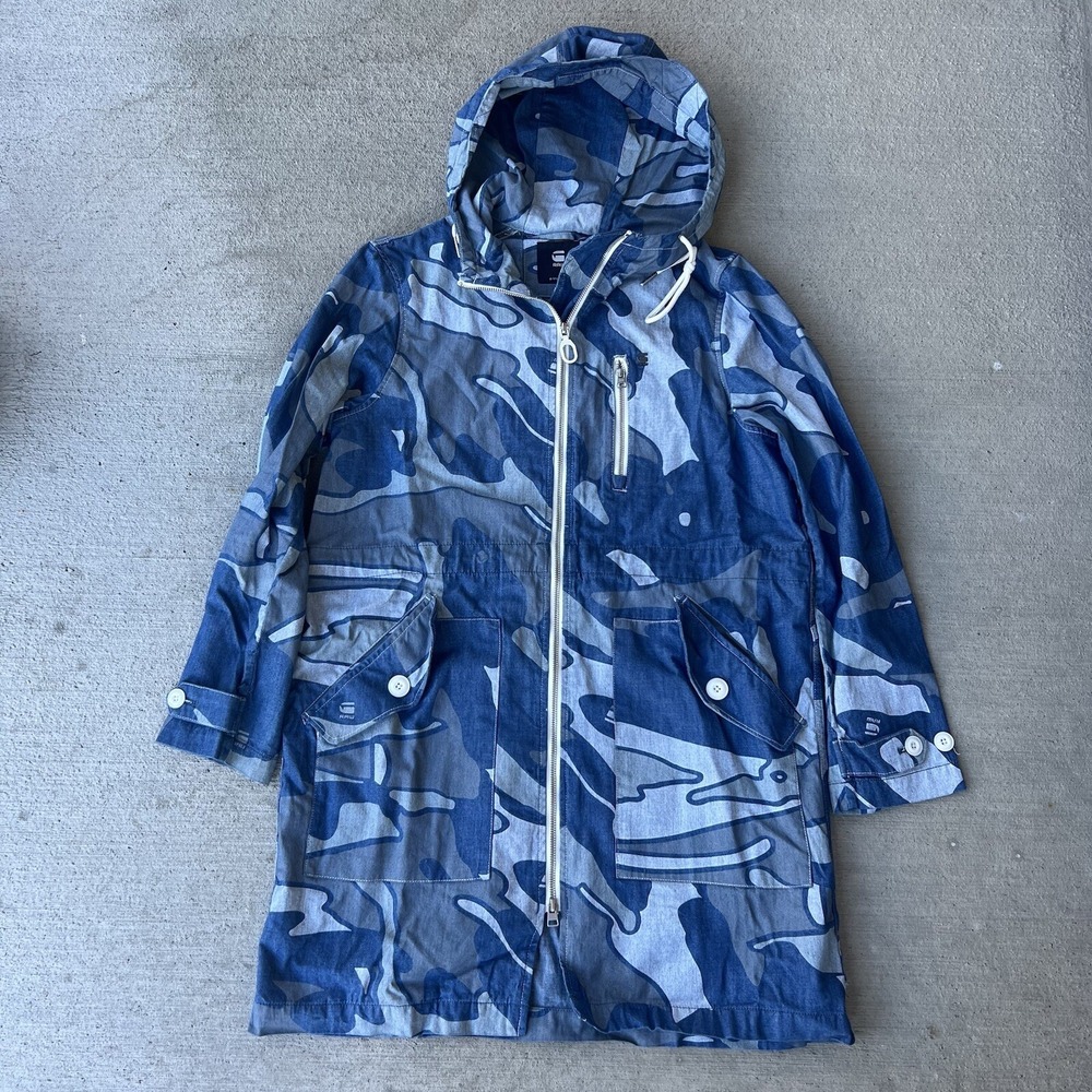 G-Star RAW Women's Camo Hooded Jacket Blue‎ Size M NWT Military Style